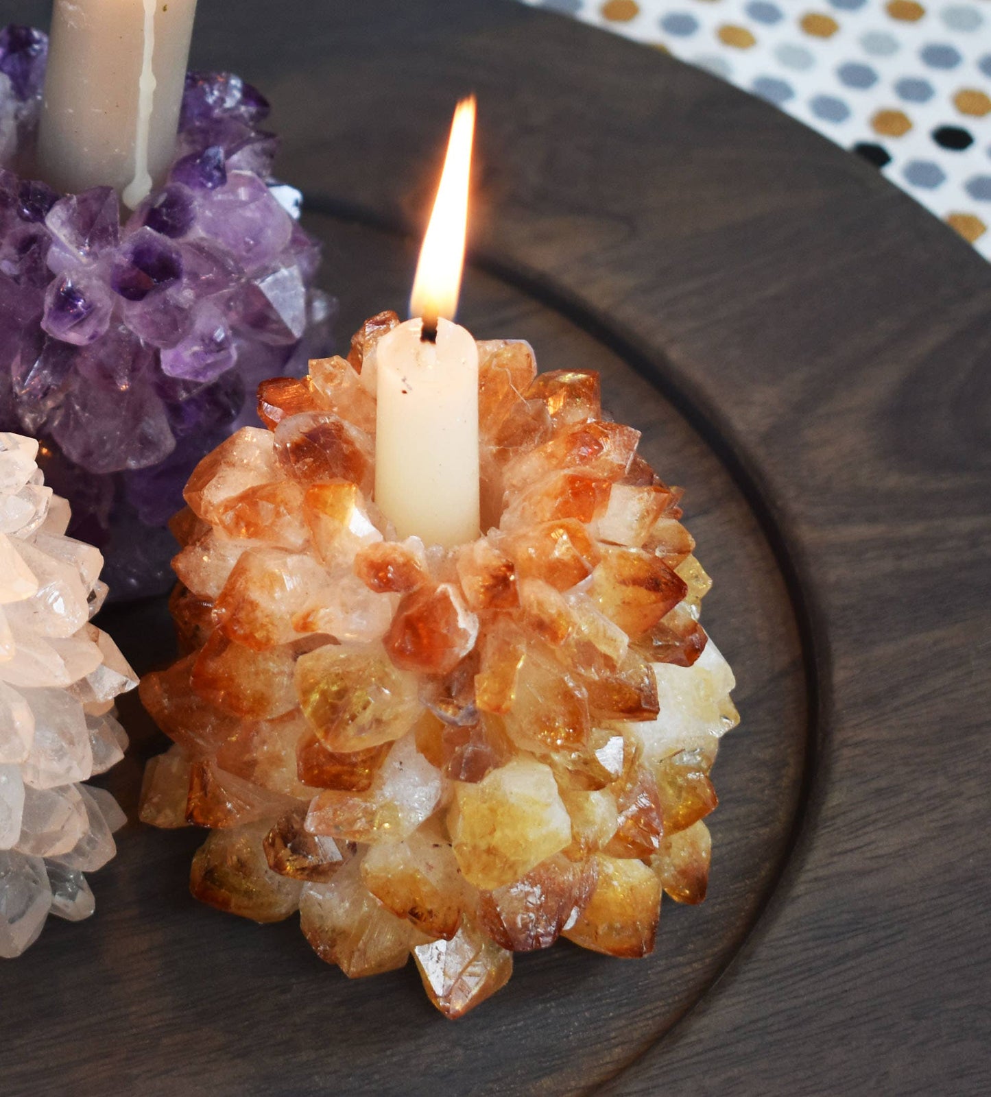 Natural Citrine Taper Candle Holder
