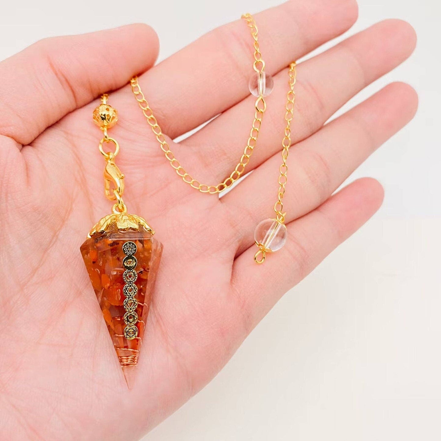 Hexagonal Conical Shape Chakra Pendulum Pendant - CS