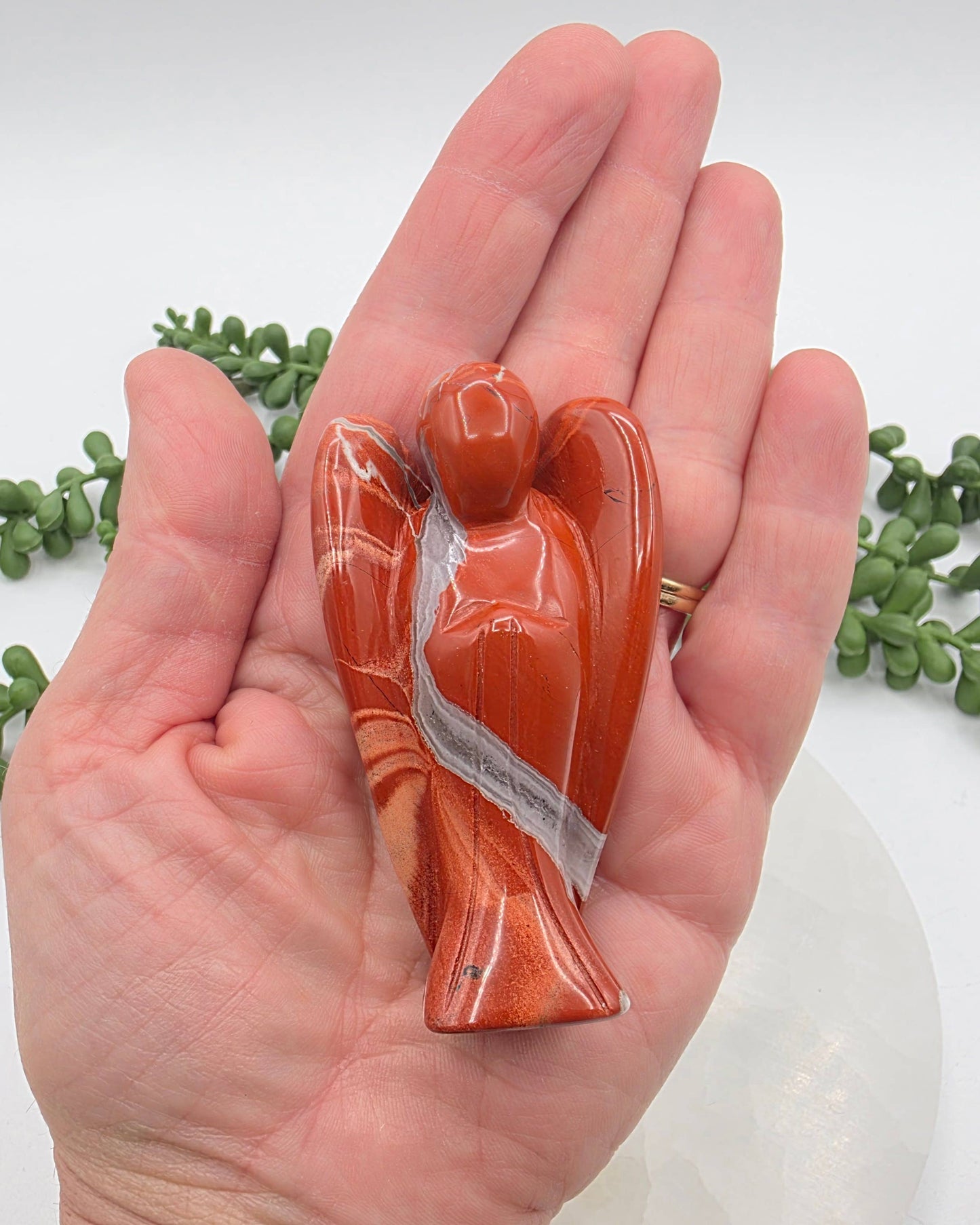 Red Jasper Gemstone Angel Figurine (3")