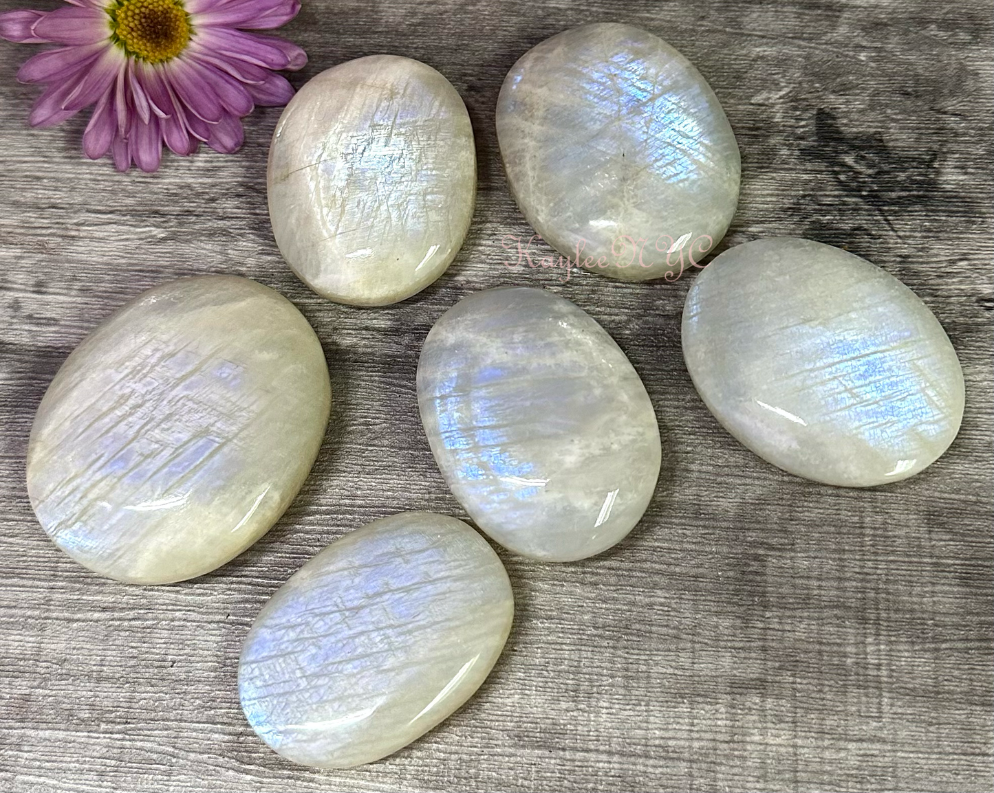 Natural Rainbow Moonstone Palm Stone Nice Quality!