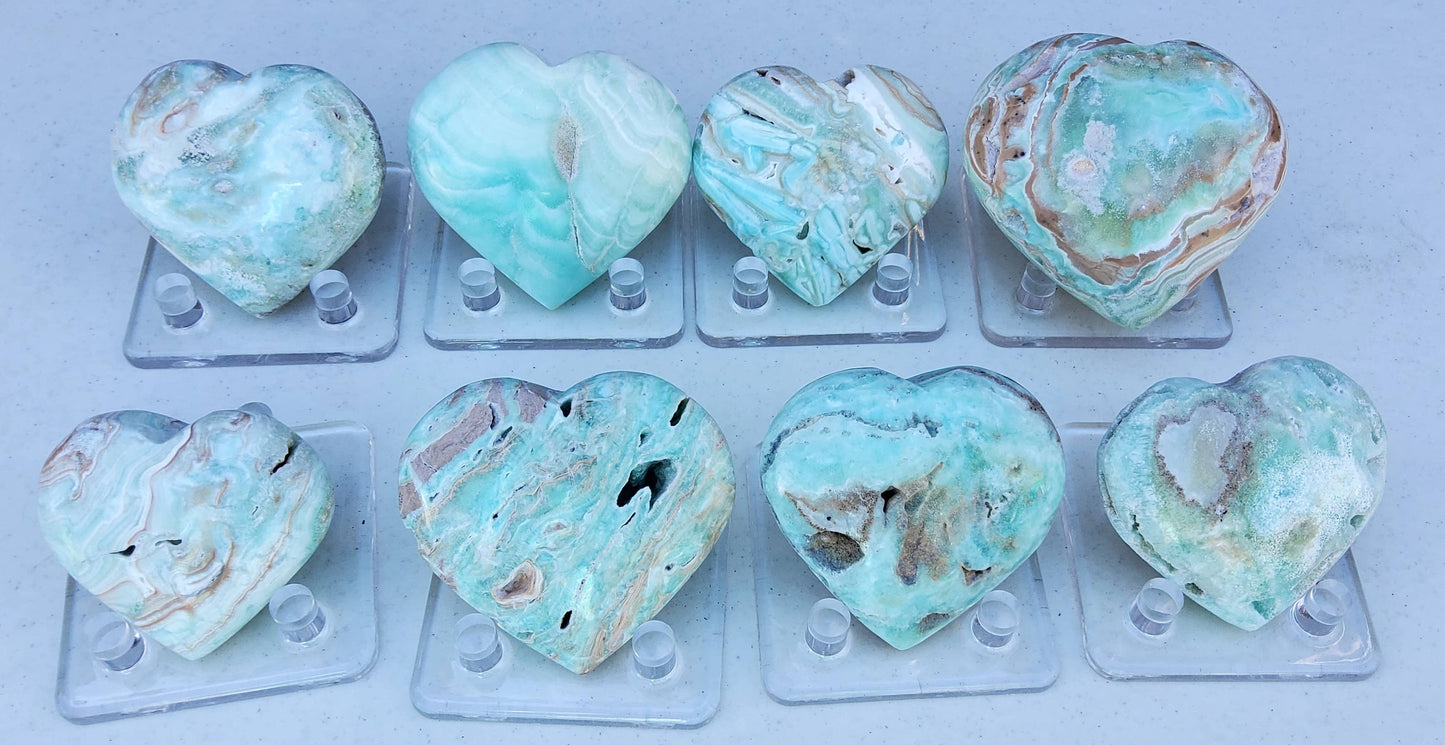 Seafoam Calcite Hearts