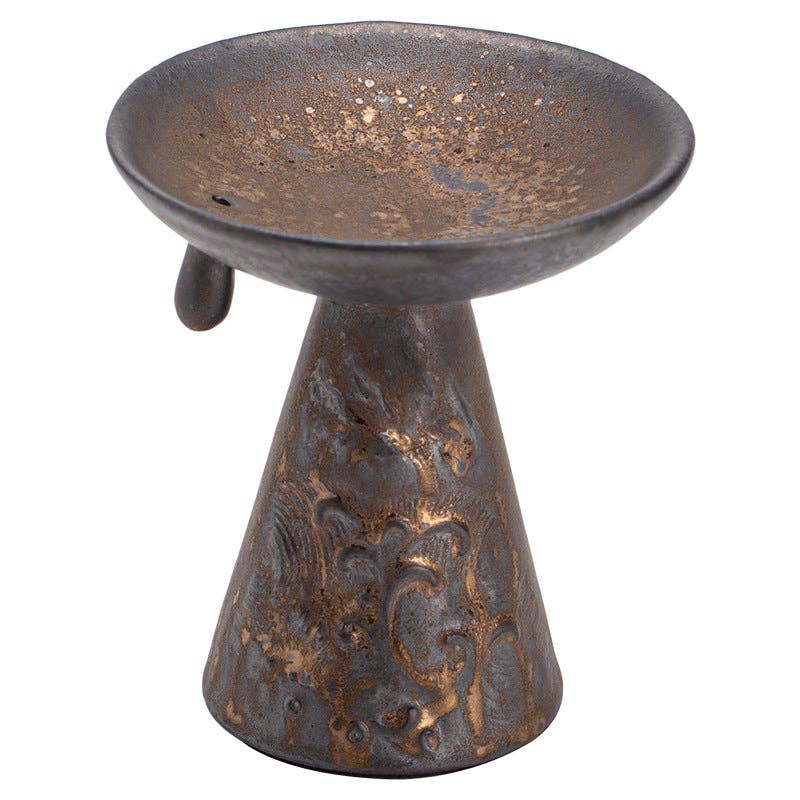 Gilded Iron Glaze - Wave Pattern Incense Burner/Candlestick