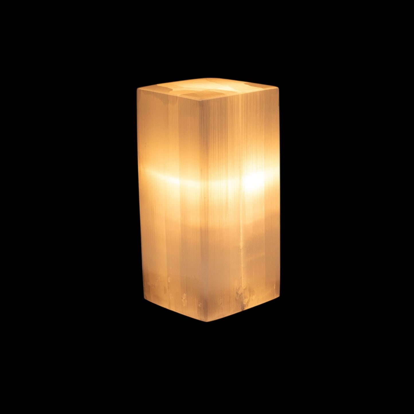 Selenite Lamp Rectangle Tower 15cm