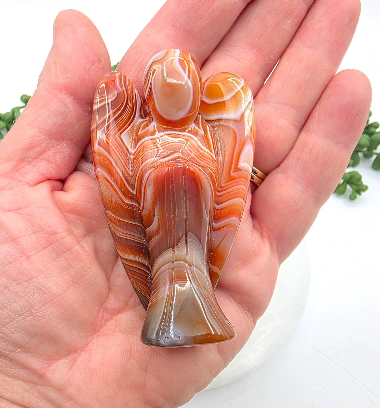 Banded Carnelian Gemstone Angel Figurine (3")