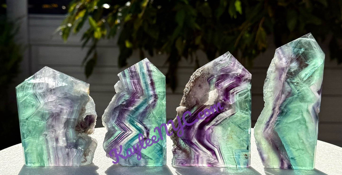 Natural Fluorite Slice Obelisk