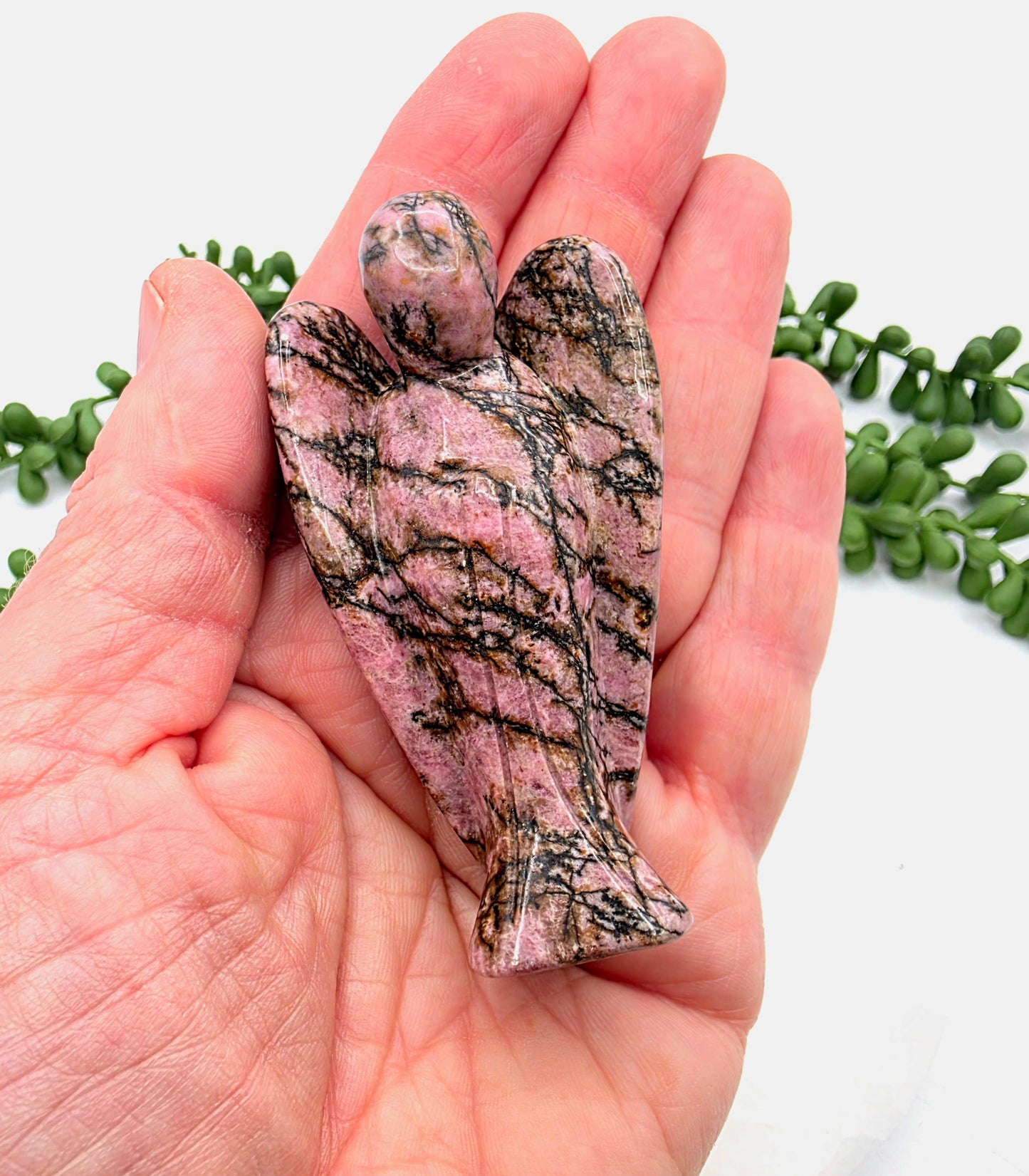Rhodonite Gemstone Angel Figurine (3")