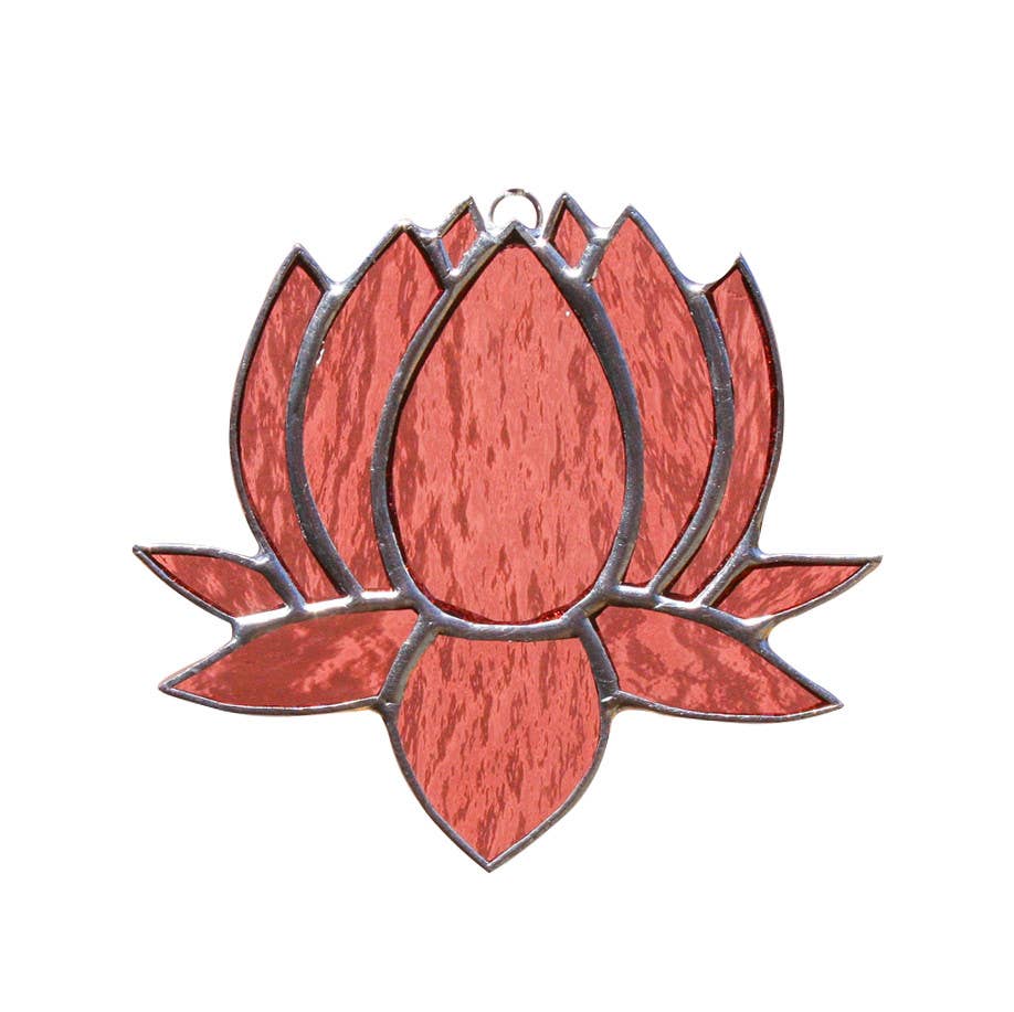 Small Lotus Stained Glass Suncatcher 3" x 4" - Nature Decor