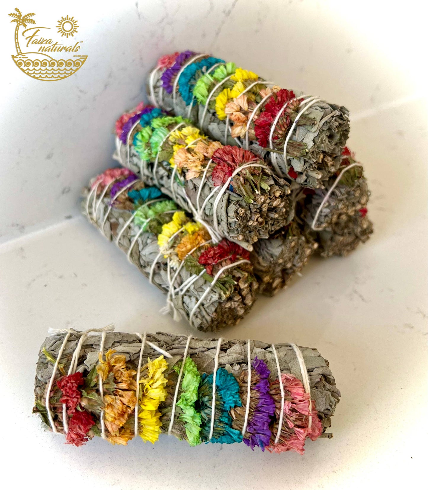 7 Chakra Sinuata Flower White Sage Bundle from California