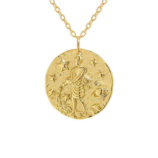 Aquarius Zodiac Necklace 18K over Sterling Silver