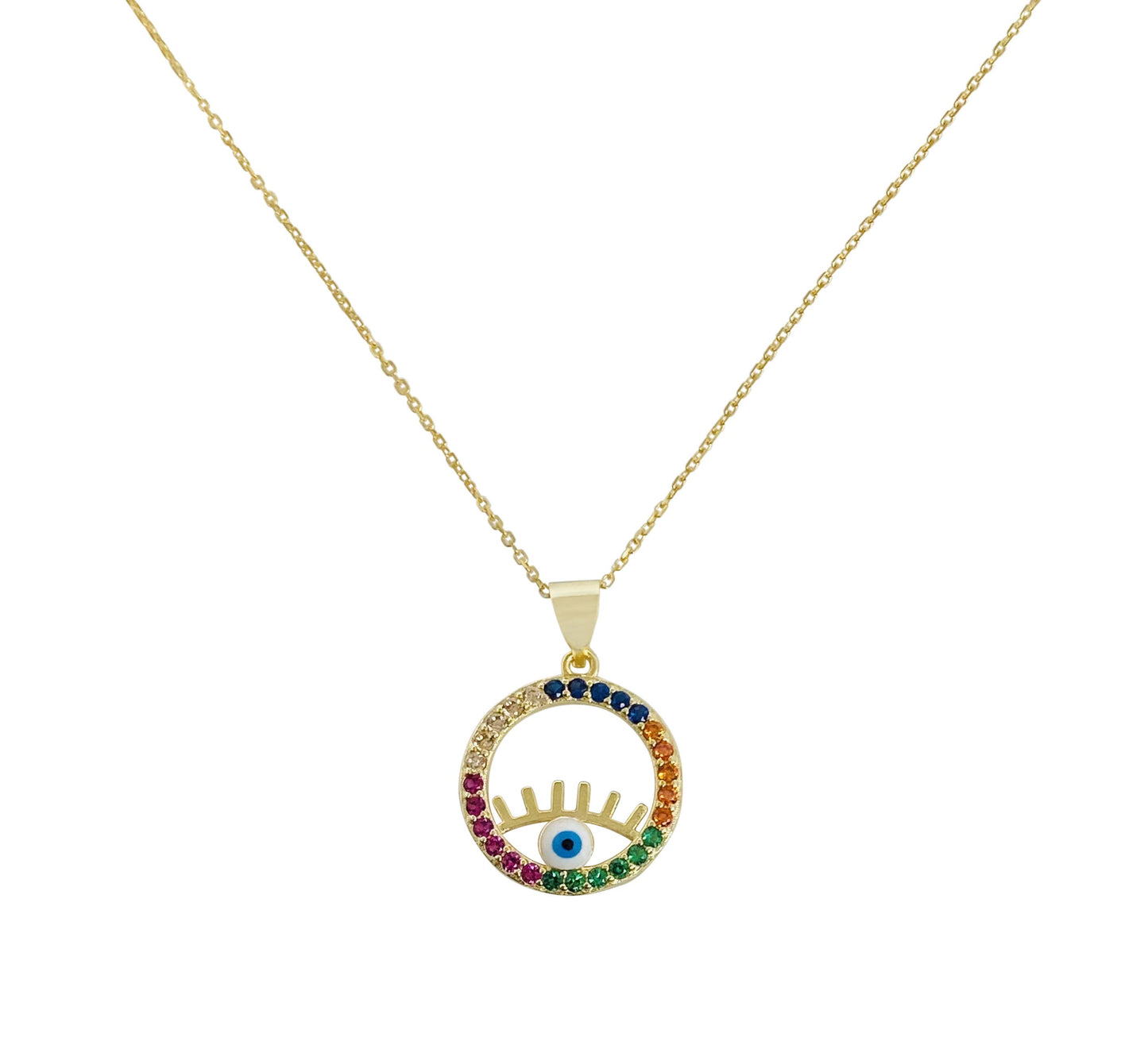 Rainbow Evil Eye Necklace