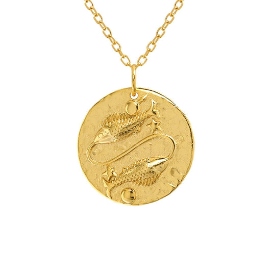 Pisces Zodiac Necklace 18K Gold over Sterling Silver