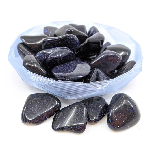 Blue Goldstone Tumble Polished 1pc.