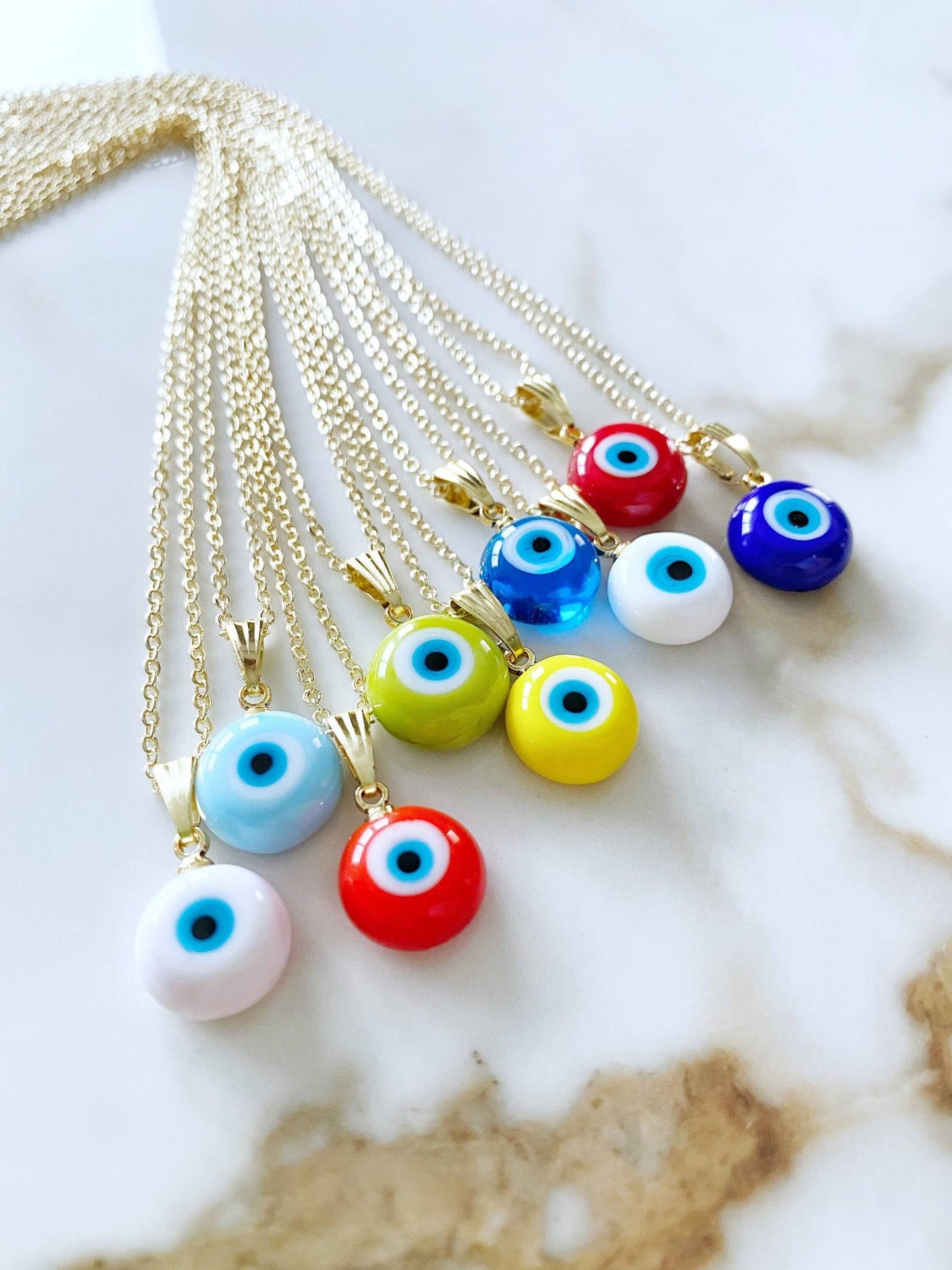 Evil Eye Necklace, Handmade Murano Glass Beads, 10mm