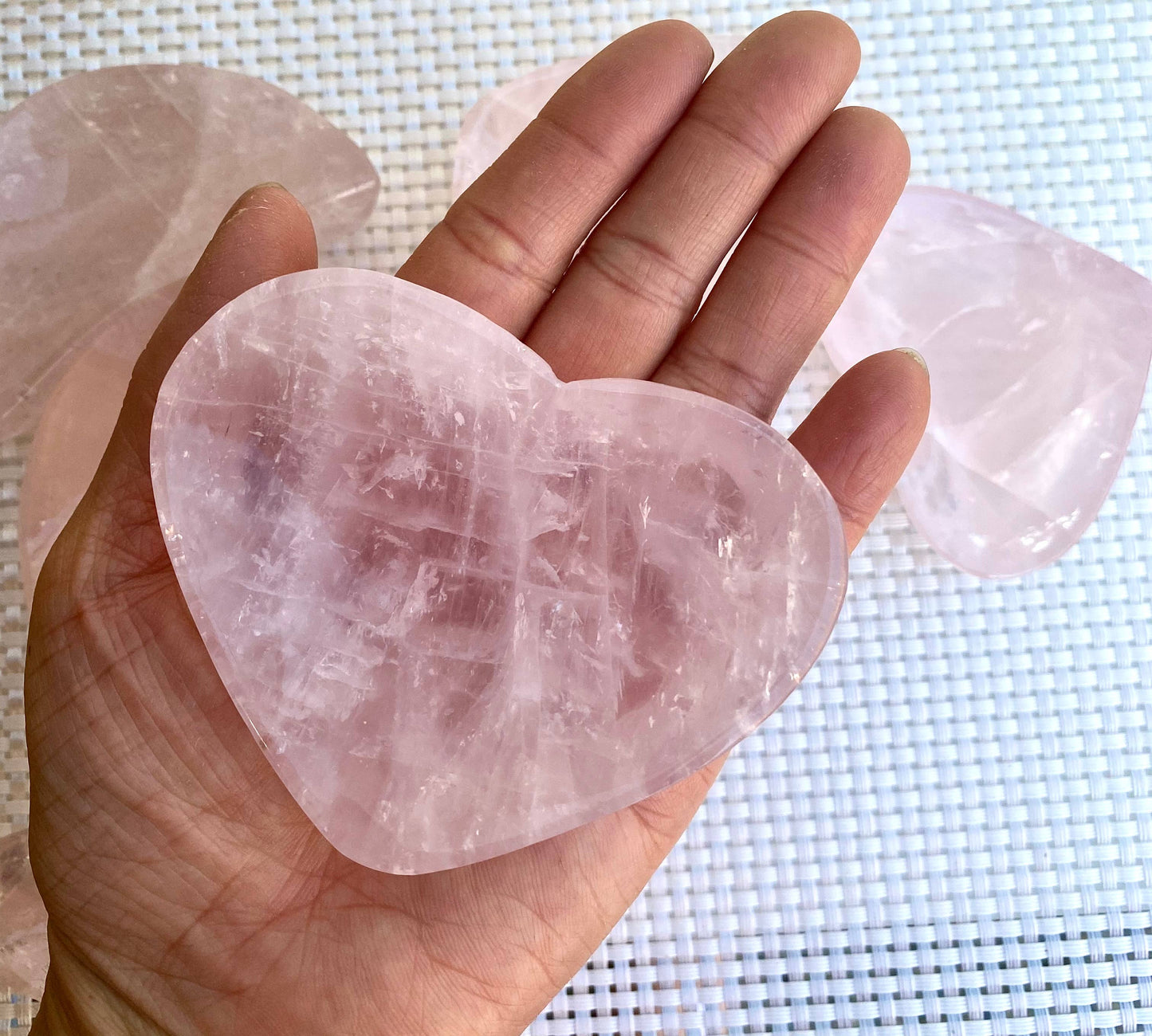 Natural Rose Quartz Hearts & Moon Bowls