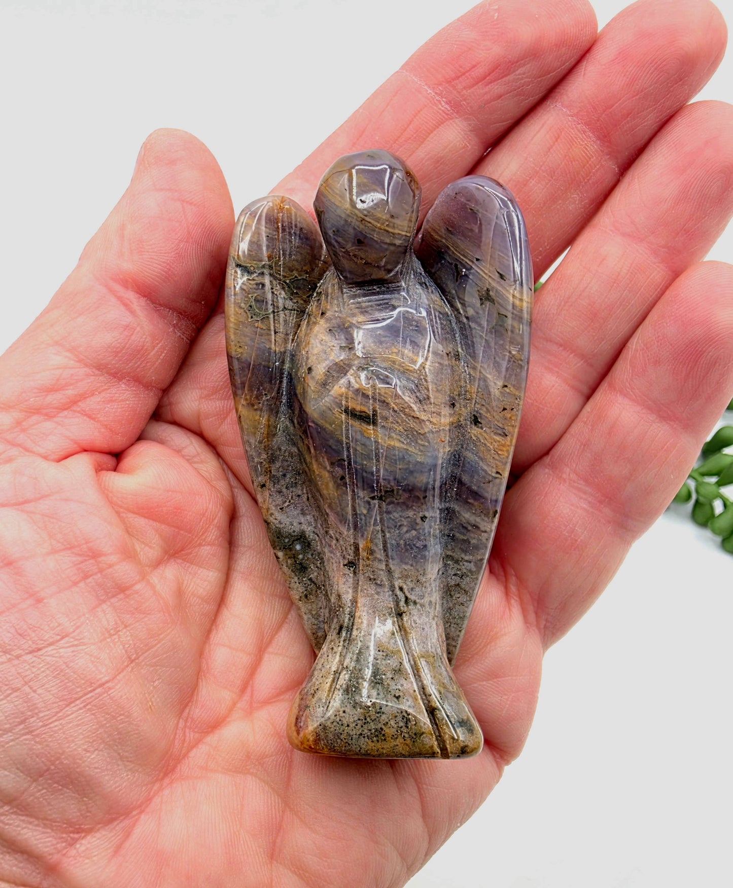Ocean Jasper Gemstone Angel Figurine (3")