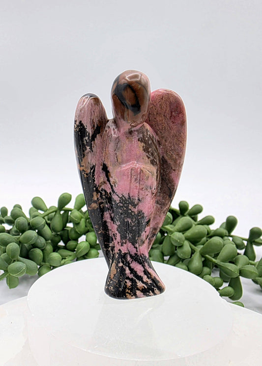 Rhodonite Gemstone Angel Figurine (3")