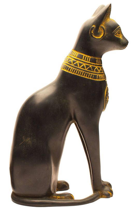 Fine Bastet Cat Antique Gold - 7"