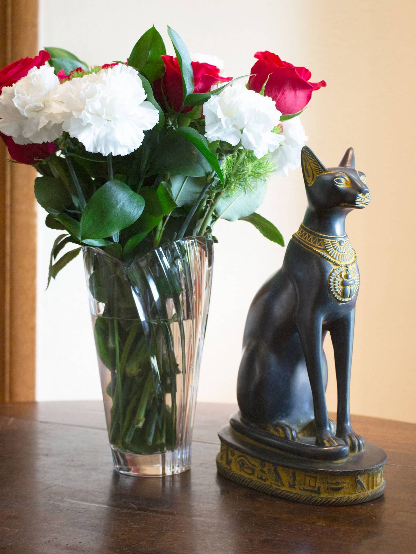 Bastet Cats Statue - Black with Antique Gold Accents