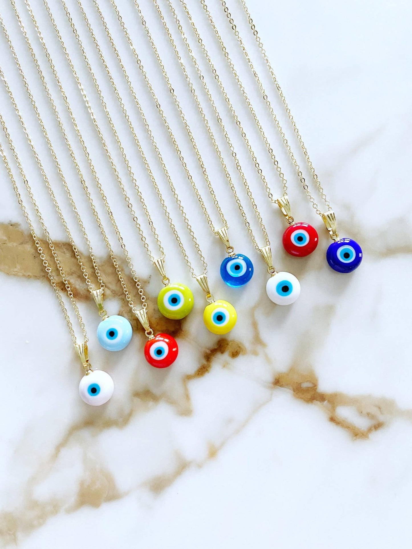 Evil Eye Necklace, Handmade Murano Glass Beads, 10mm