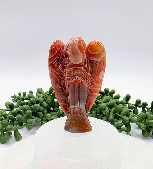 Banded Carnelian Gemstone Angel Figurine (3")