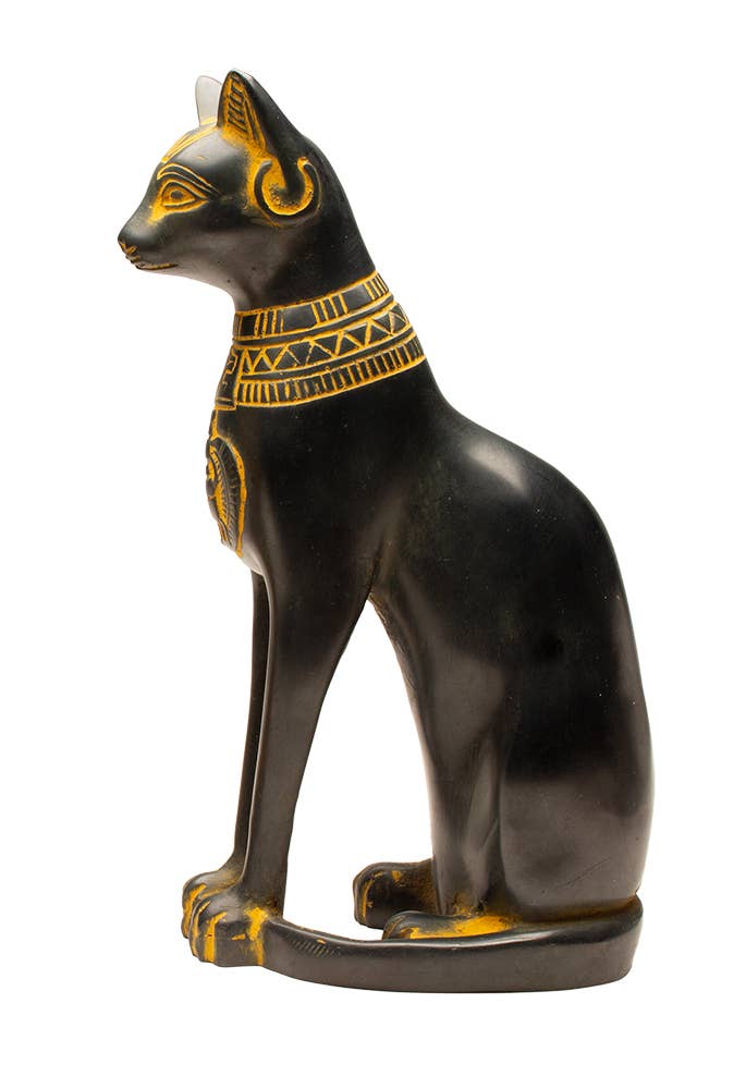 Fine Bastet Cat Antique Gold - 7"