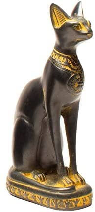 Bastet Cats Statue - Black with Antique Gold Accents