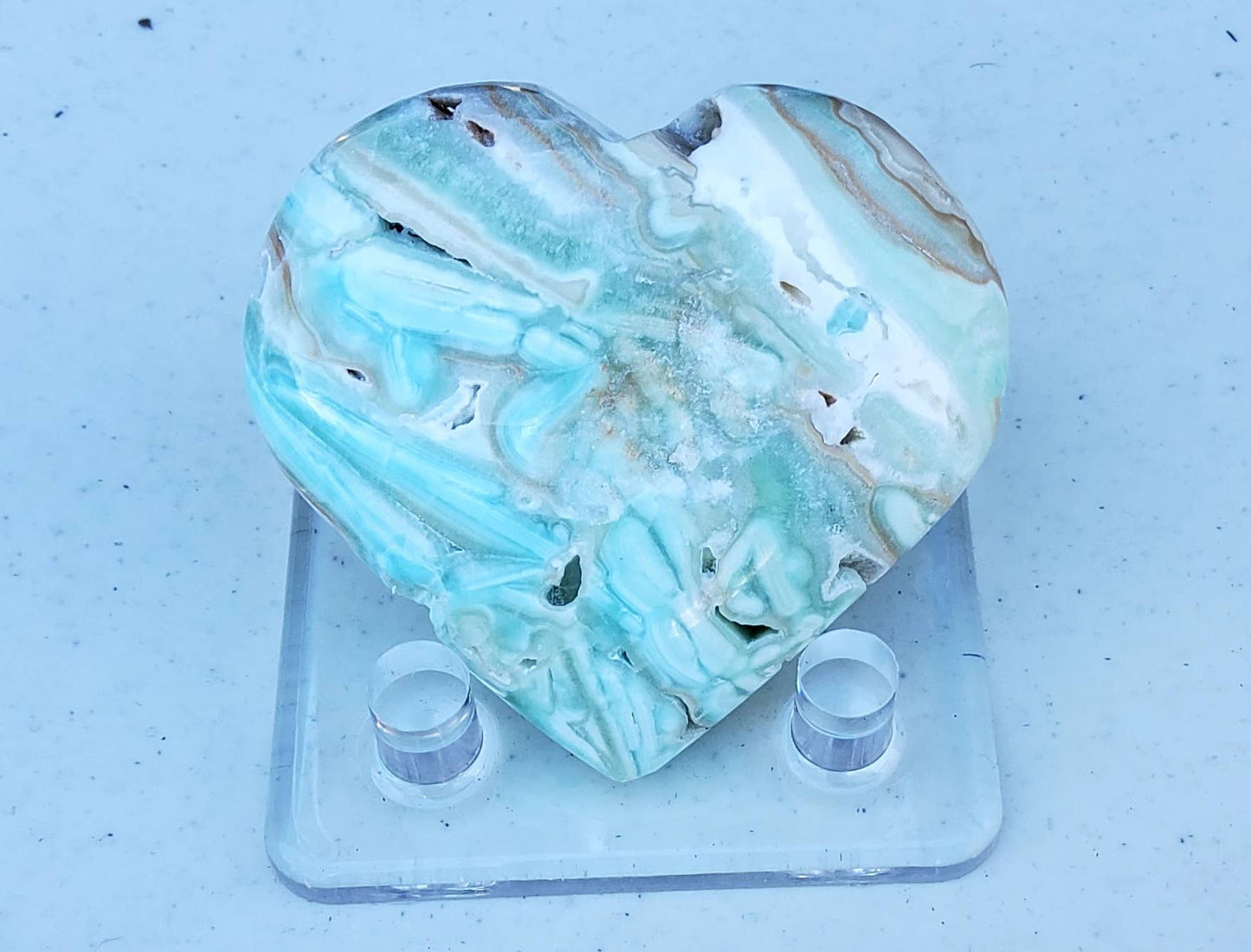 Seafoam Calcite Hearts
