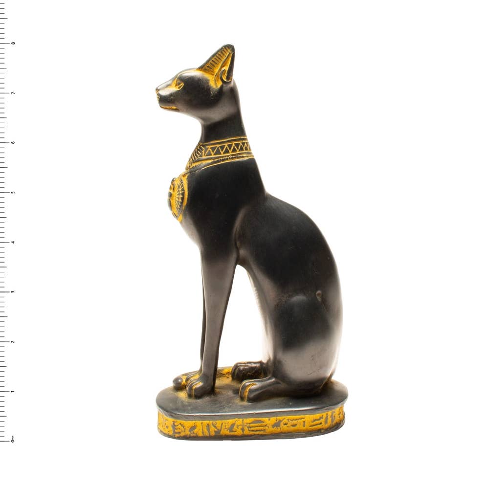 Bastet Cats Statue - Black with Antique Gold Accents