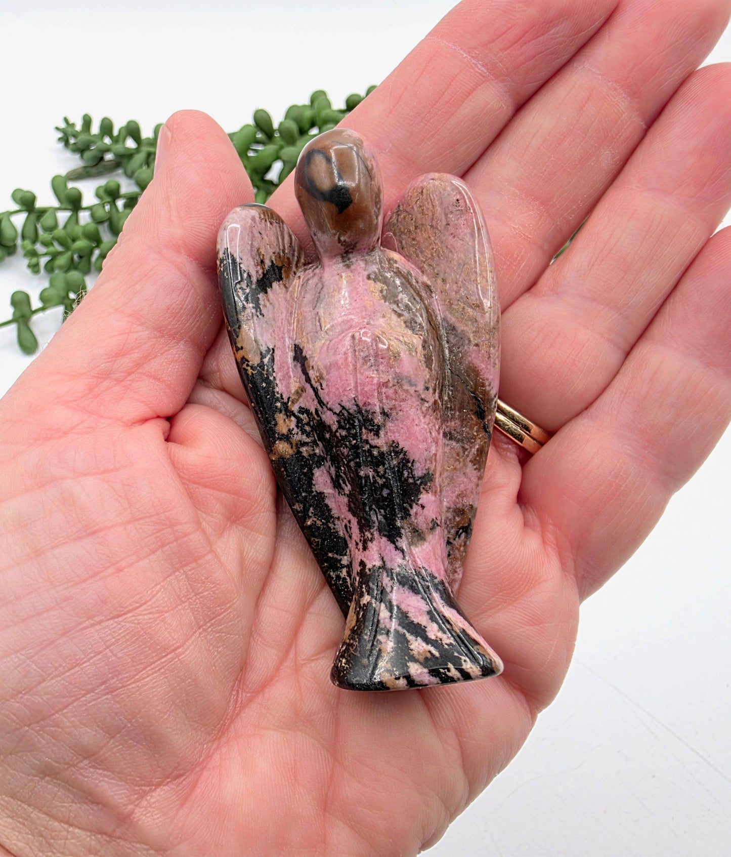 Rhodonite Gemstone Angel Figurine (3")