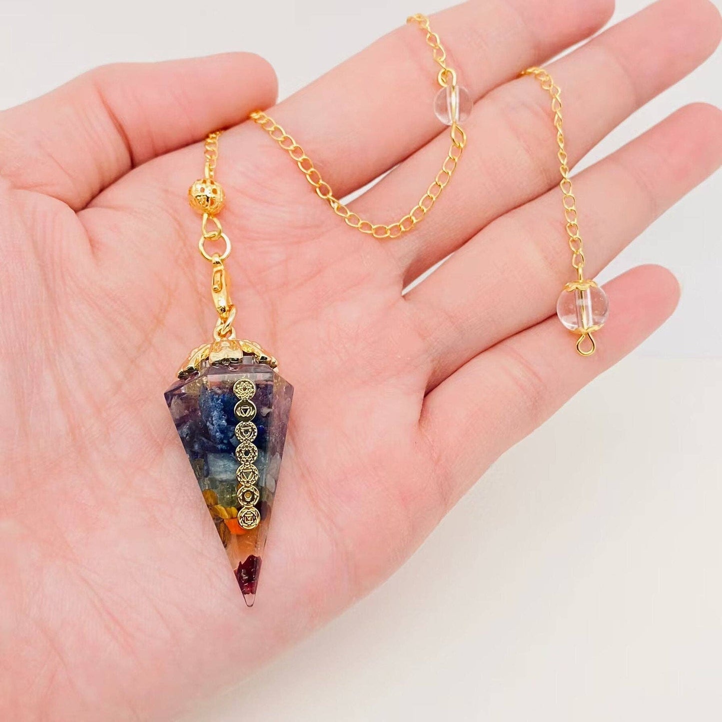 Hexagonal Conical Shape Chakra Pendulum Pendant - CS