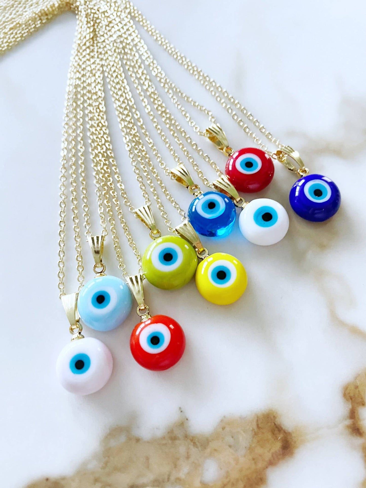 Evil Eye Necklace, Handmade Murano Glass Beads, 10mm