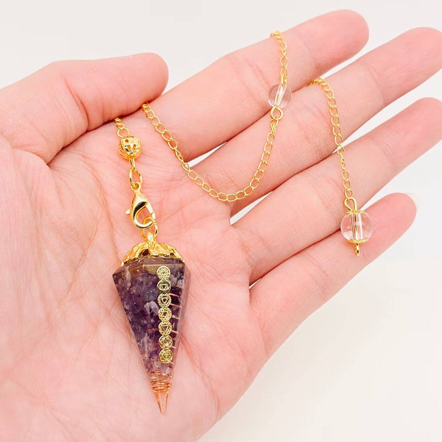 Hexagonal Conical Shape Chakra Pendulum Pendant - CS