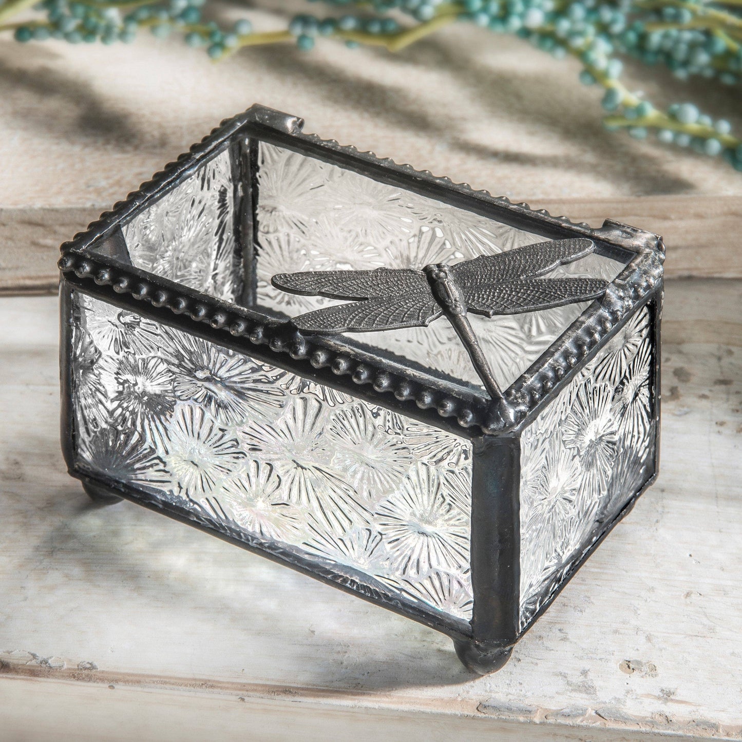 Box 291 Clear Florentine Dragonfly Box