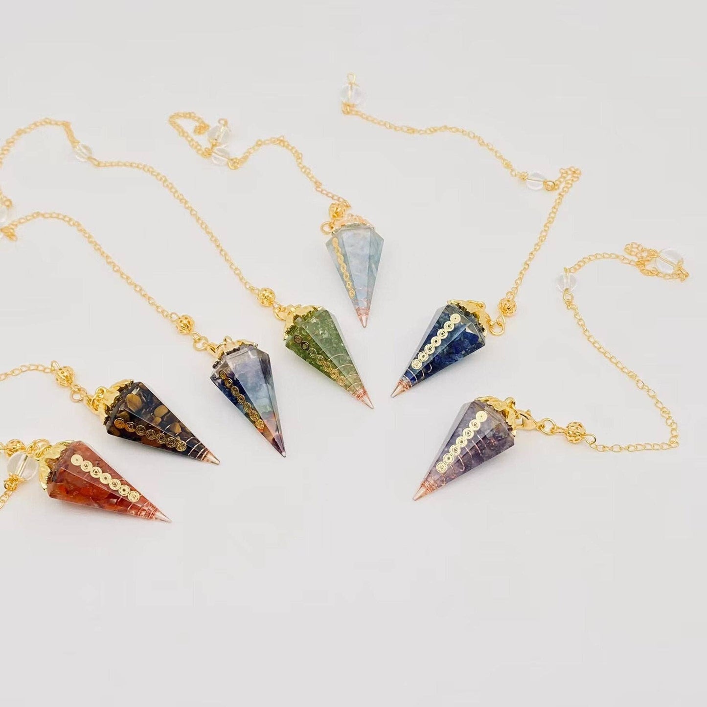 Hexagonal Conical Shape Chakra Pendulum Pendant - CS