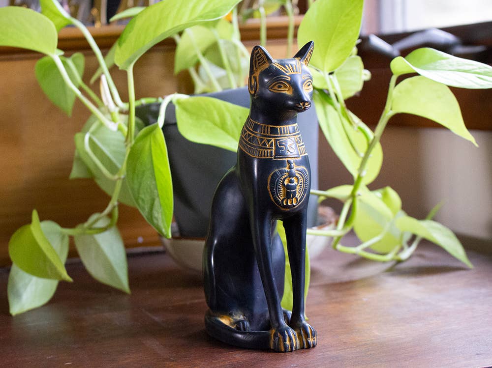 Fine Bastet Cat Antique Gold - 7"