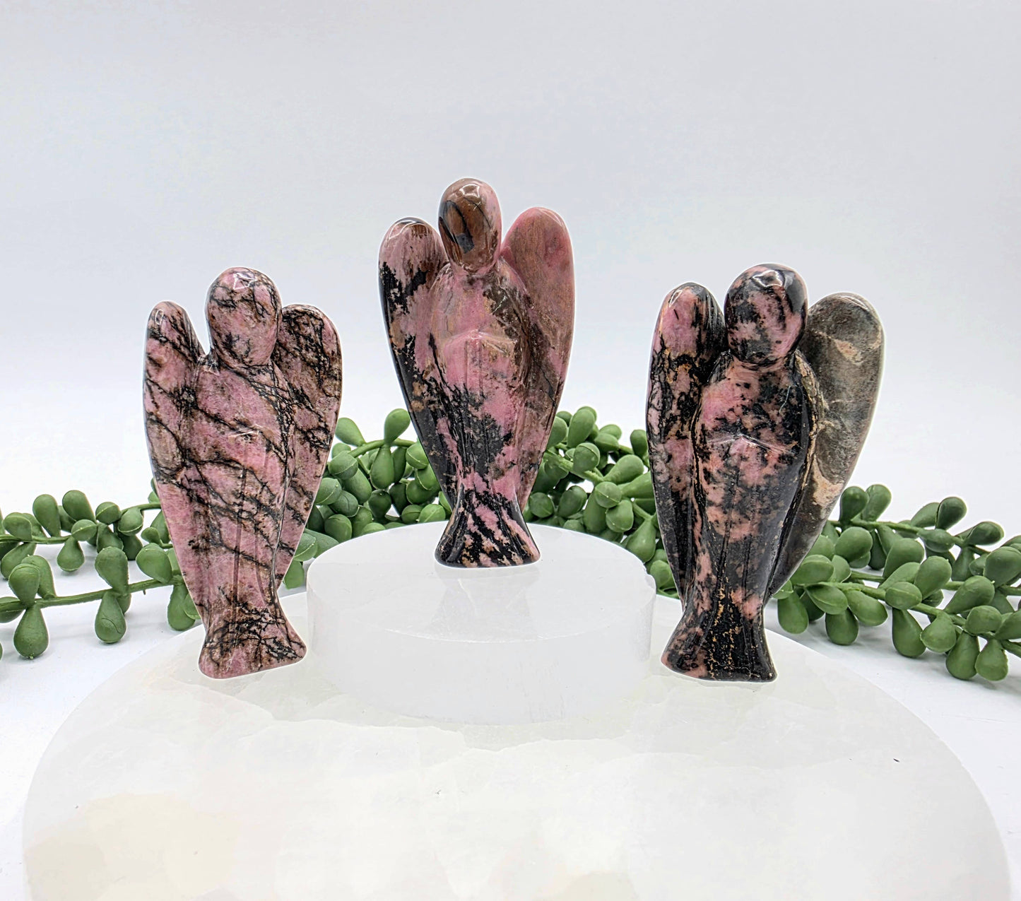 Rhodonite Gemstone Angel Figurine (3")
