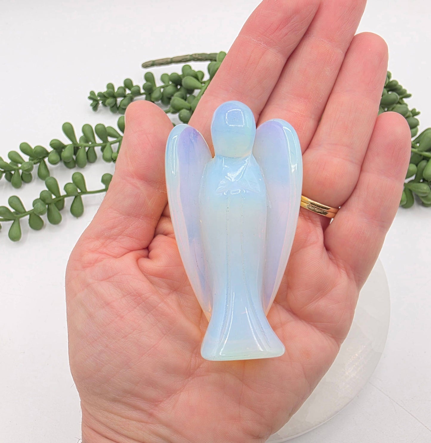 Opalite Gemstone Angel Figurine (3")