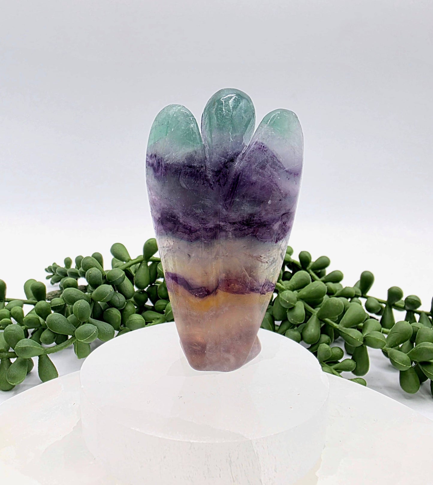 Rainbow Fluorite Gemstone Angel Figurine (3")