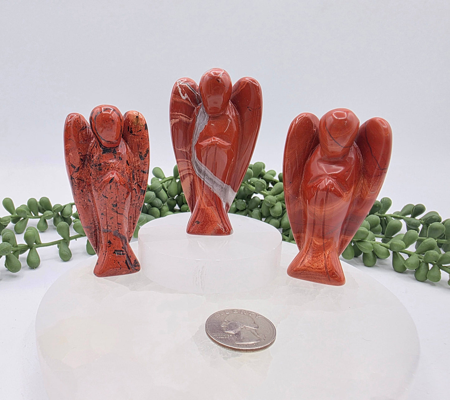 Red Jasper Gemstone Angel Figurine (3")