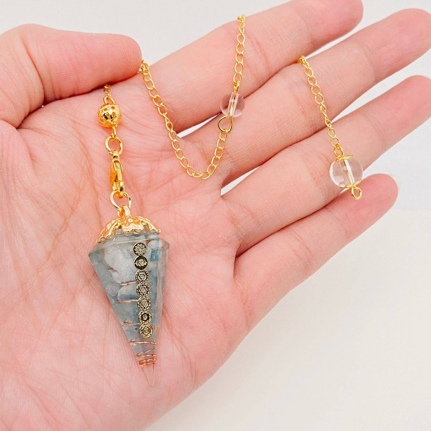 Hexagonal Conical Shape Chakra Pendulum Pendant - CS