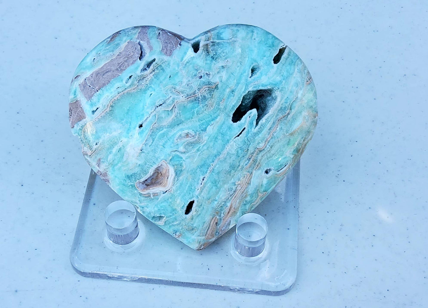 Seafoam Calcite Hearts