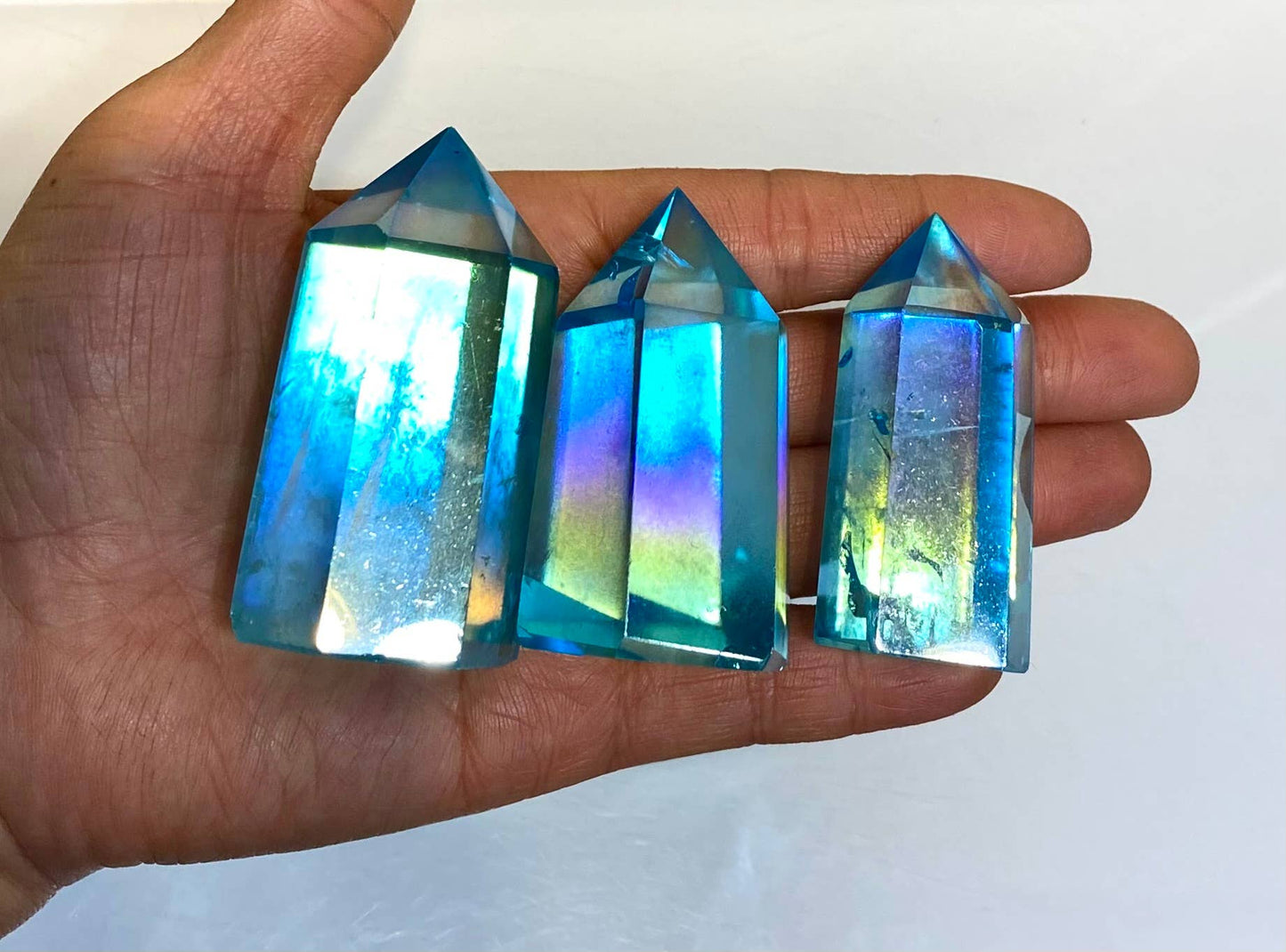 Aqua Aura Quartz Obelisk Tower