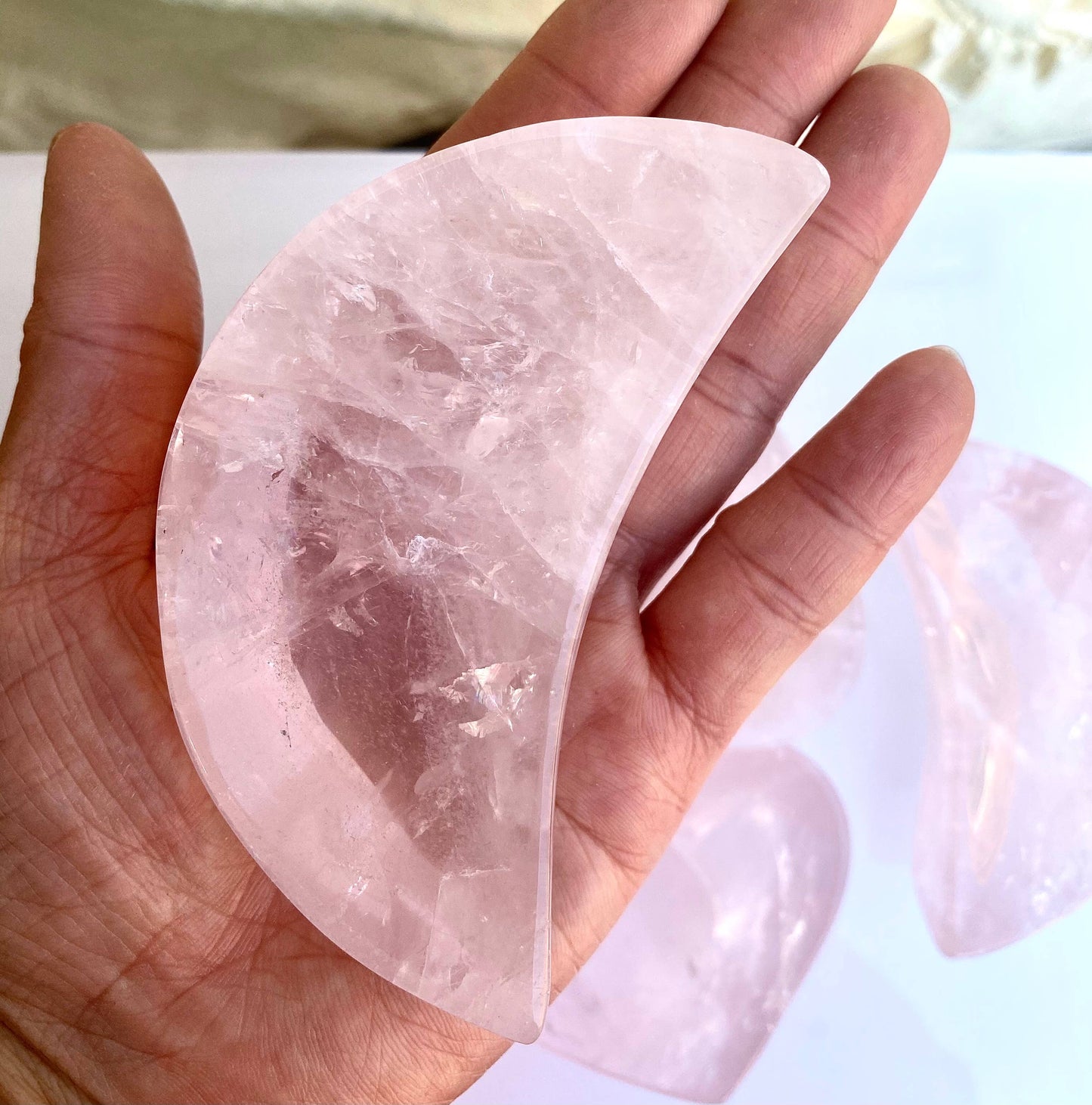 Natural Rose Quartz Hearts & Moon Bowls