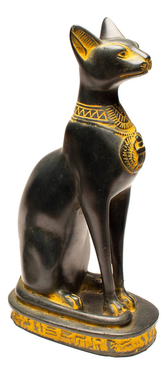 Bastet Cats Statue - Black with Antique Gold Accents