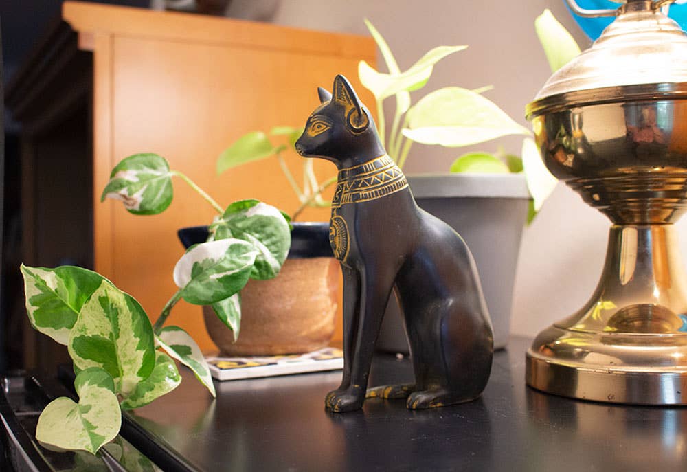 Fine Bastet Cat Antique Gold - 7"