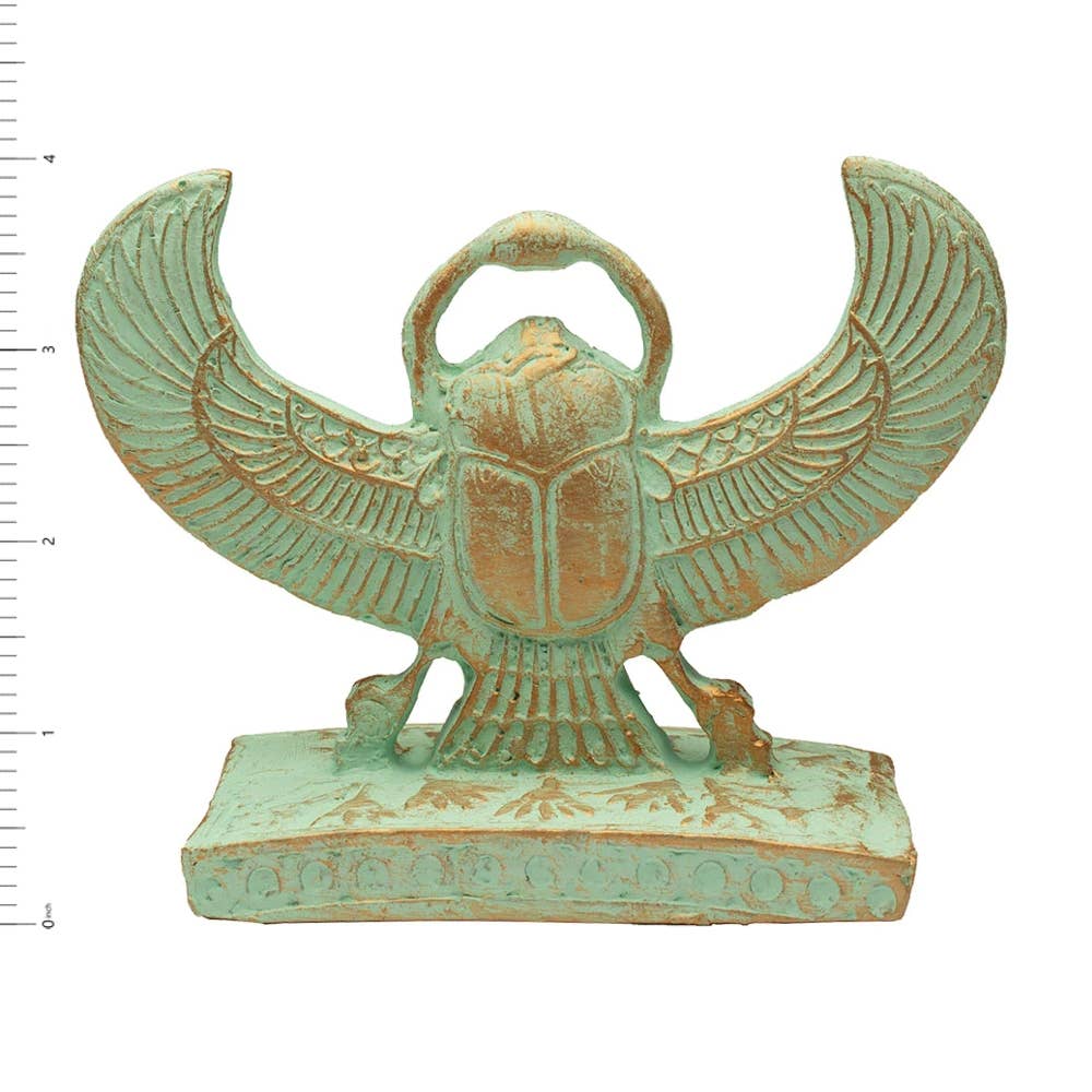 Winged Scarab Double-Sided Statue Patina - 4" -Made in Egypt
