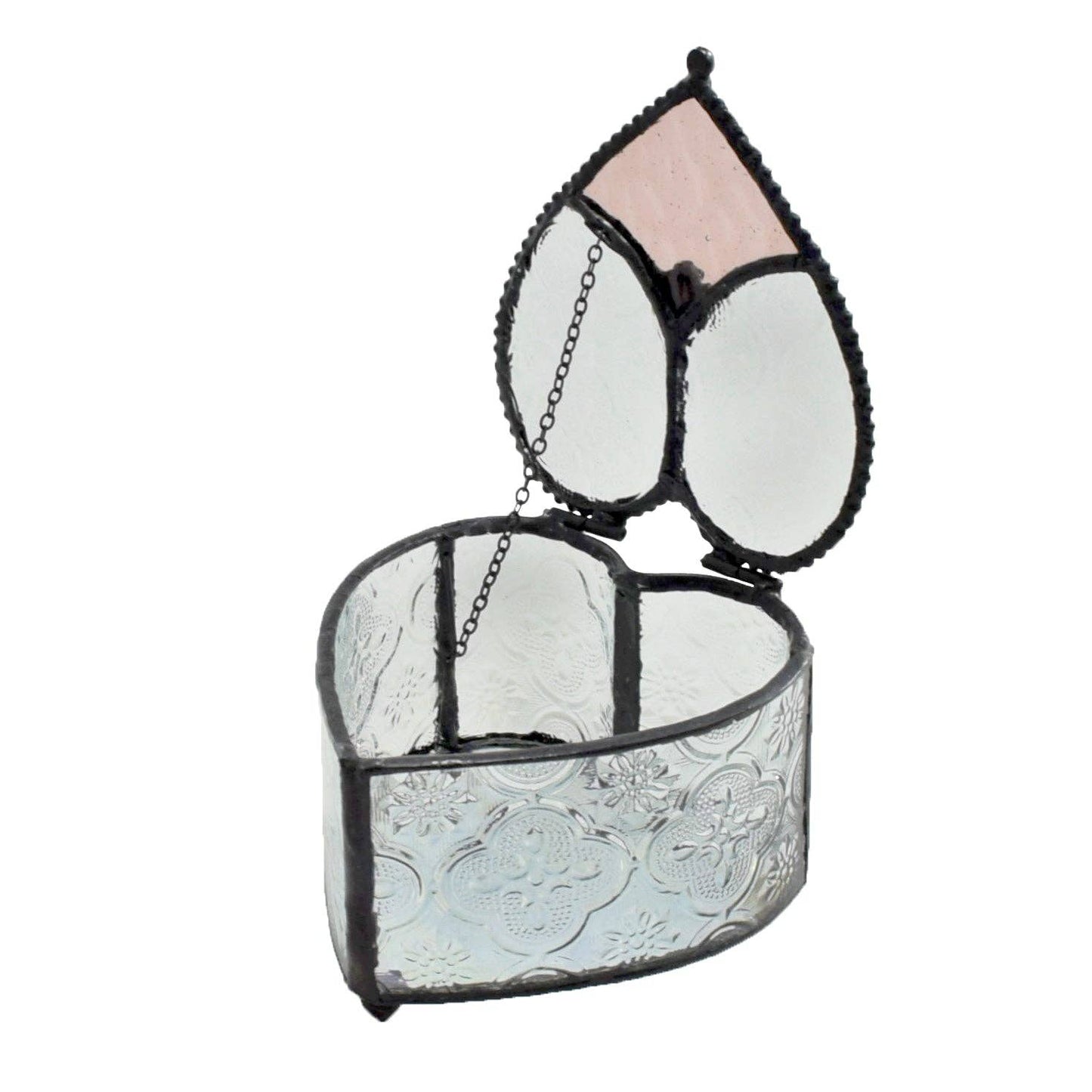 Box 520 Clear Vintage and Pink Rose Heart Box