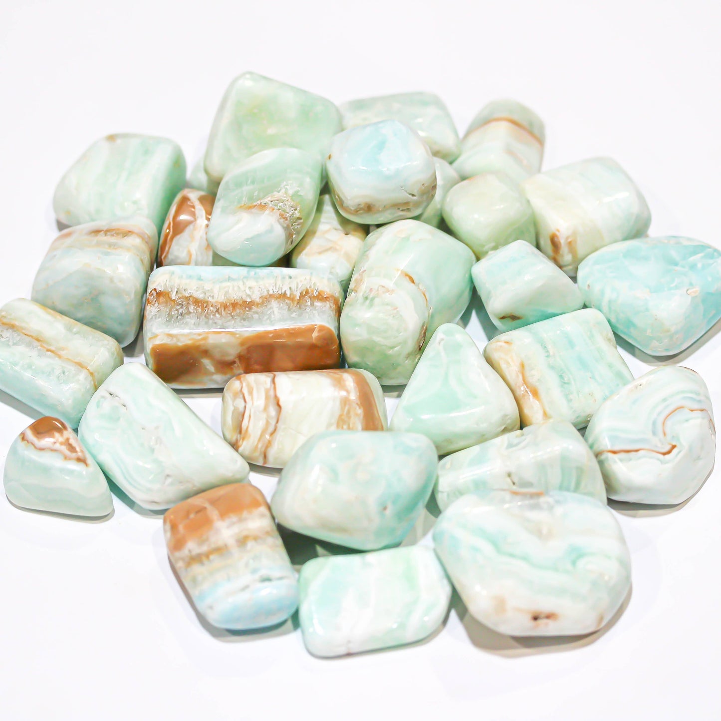 Caribbean Blue Calcite (Seafoam Calcite) Polished Tumbled