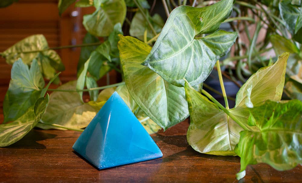 Alabaster Pyramid - Blue 3"
