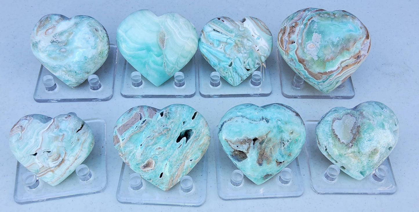 Seafoam Calcite Hearts